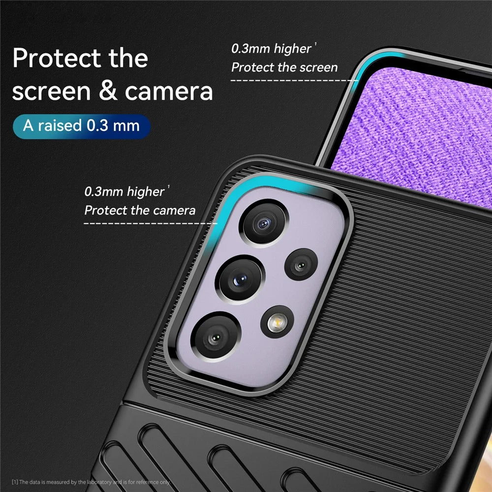 Thunder Series Twill Texture Soft Thickened TPU Anti-Scratch Shockproof Protective Case for Samsung Galaxy A33 5G - Black - 4