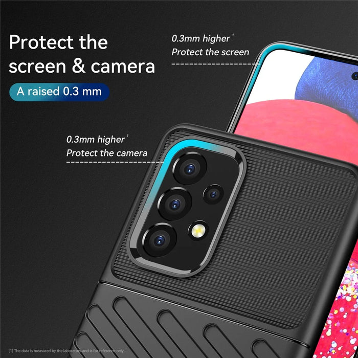 Thunder Series Thickened TPU Case Twill Texture Flexible Anti-Scratch Shockproof Protective Case for Samsung Galaxy A53 5G - Black - 4