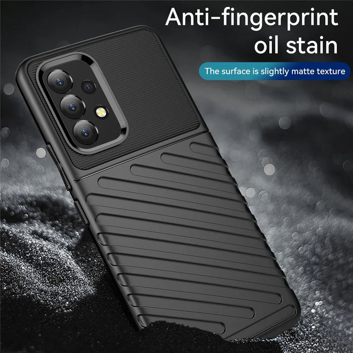 Thunder Series Thickened TPU Case Twill Texture Flexible Anti-Scratch Shockproof Protective Case for Samsung Galaxy A53 5G - Black - 5