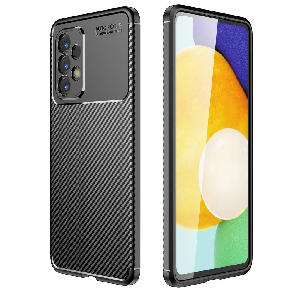 For Samsung Galaxy A53 5G Carbon Fiber Texture Soft TPU Shockproof Anti-Fingerprint Case - Black - 1