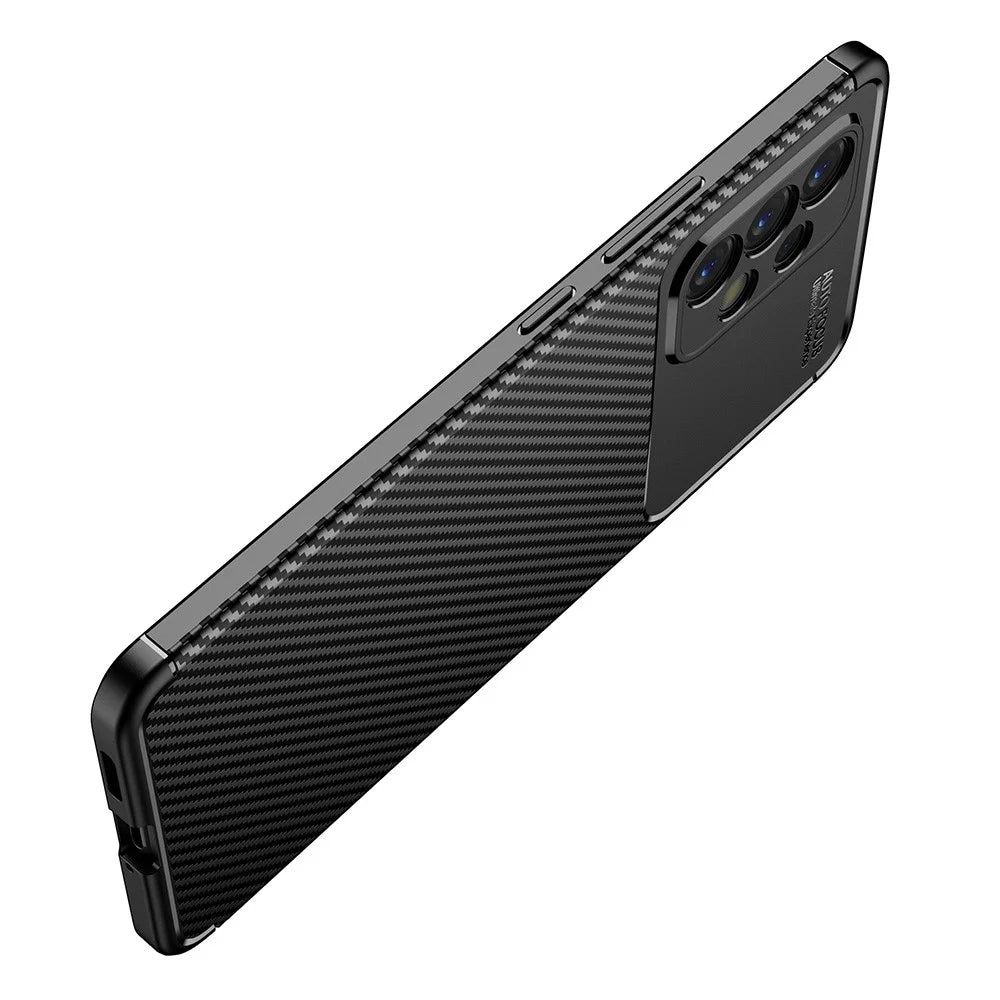 For Samsung Galaxy A53 5G Carbon Fiber Texture Soft TPU Shockproof Anti-Fingerprint Case - Black - 5