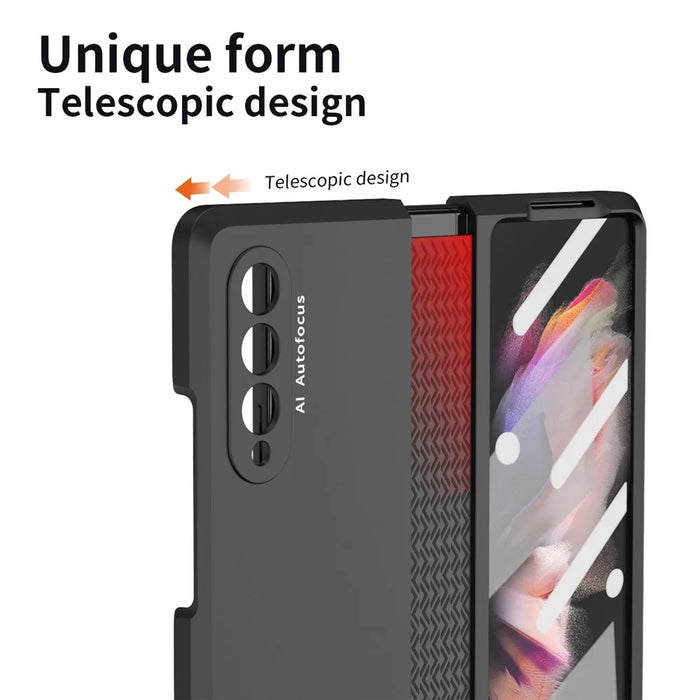 Shockproof PC Back Panel + TPU Hinge Flipping Phone Case Cover for Samsung Galaxy Z Fold3 5G - Black - 4