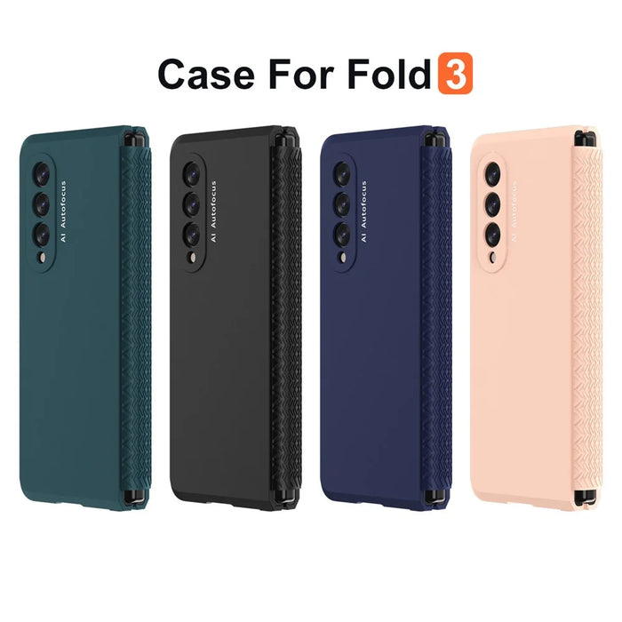 Shockproof PC Back Panel + TPU Hinge Flipping Phone Case Cover for Samsung Galaxy Z Fold3 5G - Black - 6