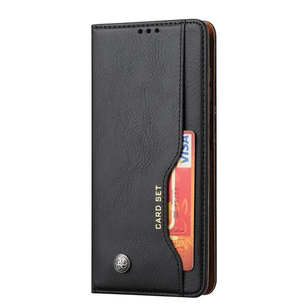 Auto-absorbed Front Card Slot Design Wallet Leather Folio Flip Phone Cover with Stand for Samsung Galaxy A13 5G / A04s 4G (164.7mm) - Black - 2