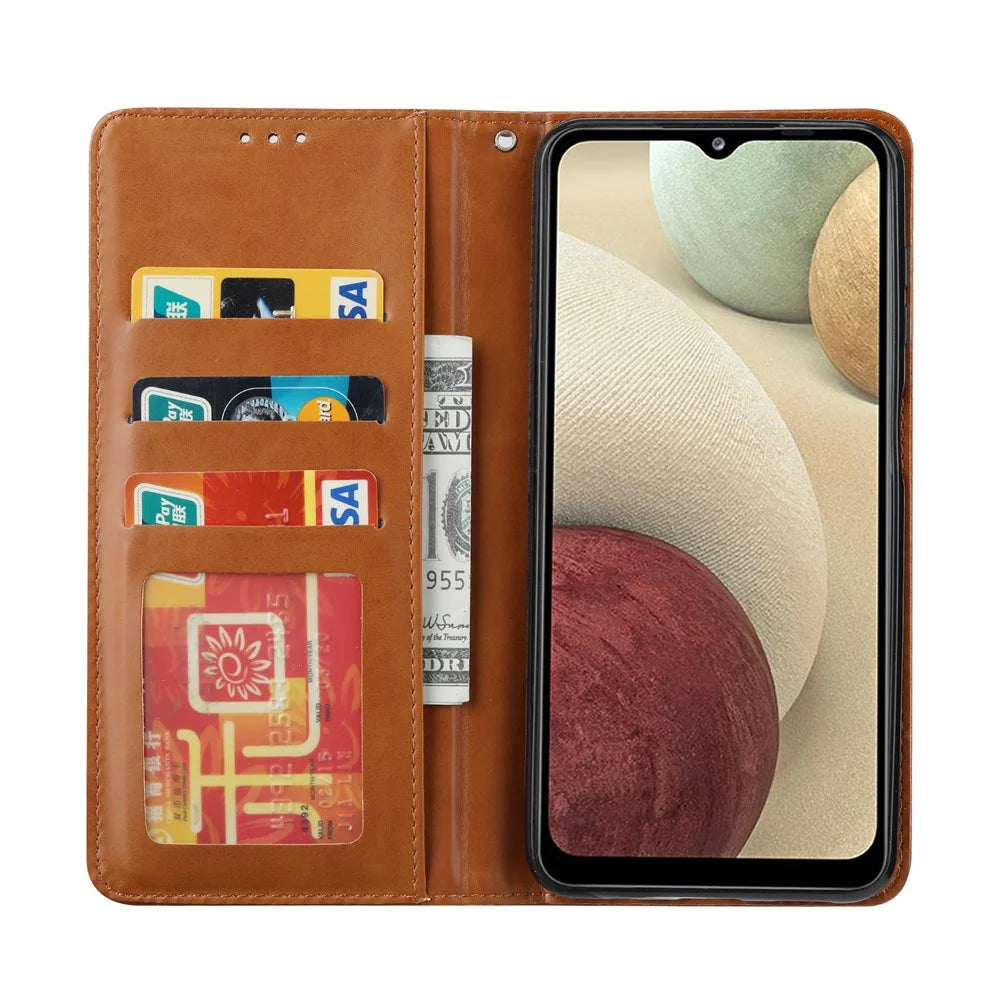 Auto-absorbed Front Card Slot Design Wallet Leather Folio Flip Phone Cover with Stand for Samsung Galaxy A13 5G / A04s 4G (164.7mm) - Black - 4