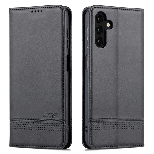 AZNS Drop-proof Auto-absorbed Wallet Design PU Leather Protective Phone Stand Cover Case for Samsung Galaxy A13 5G / A04s 4G (164.7mm) - Black - 1