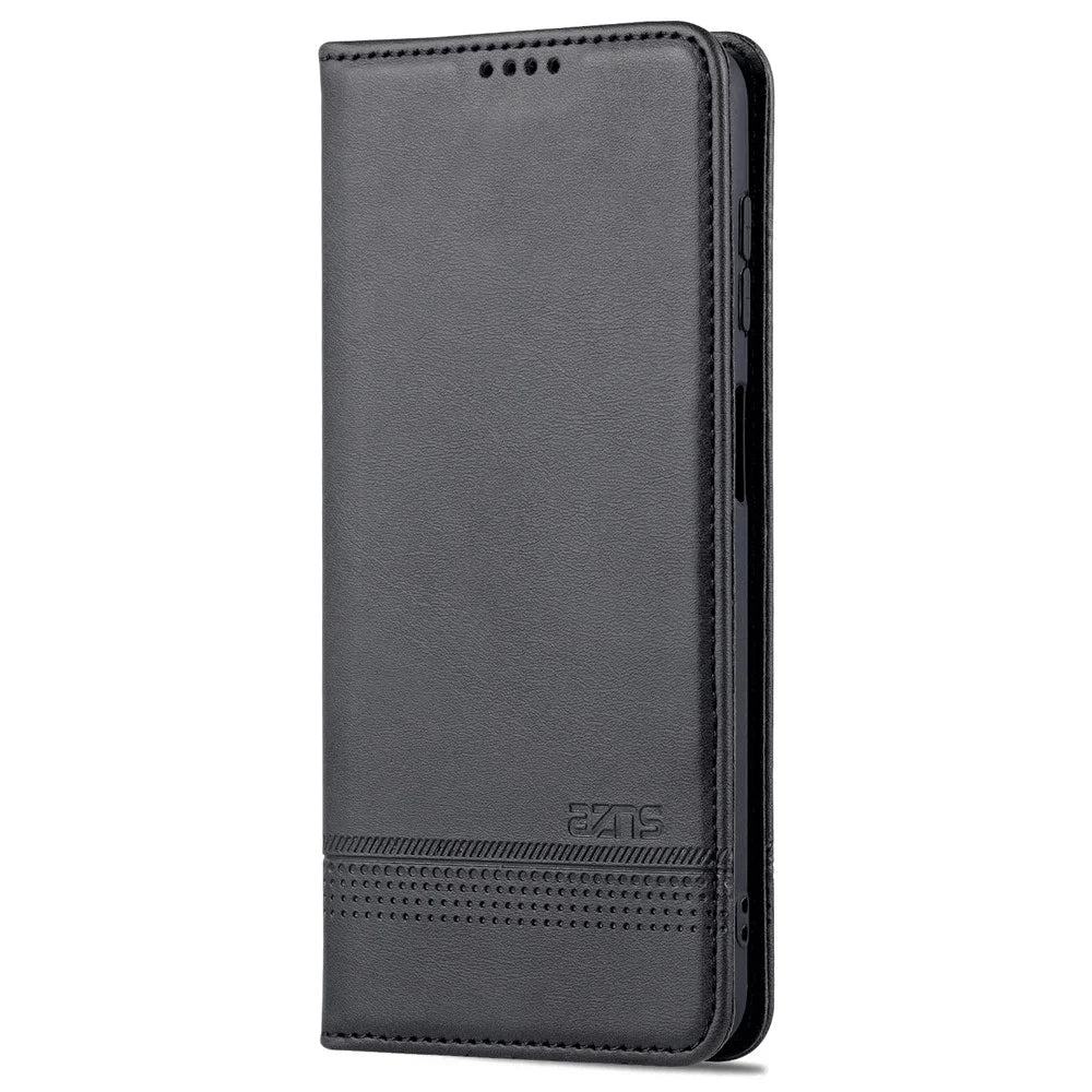 AZNS Drop-proof Auto-absorbed Wallet Design PU Leather Protective Phone Stand Cover Case for Samsung Galaxy A13 5G / A04s 4G (164.7mm) - Black - 2