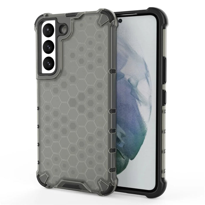 Fall-proof Honeycomb Pattern TPU + PC Phone Cover Protective Back Case for Samsung Galaxy S22 5G - Black - 1