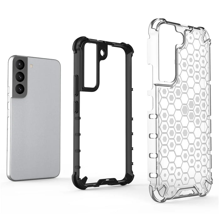 Fall-proof Honeycomb Pattern TPU + PC Phone Cover Protective Back Case for Samsung Galaxy S22 5G - Black - 2