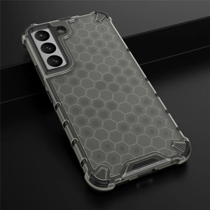 Fall-proof Honeycomb Pattern TPU + PC Phone Cover Protective Back Case for Samsung Galaxy S22 5G - Black - 4