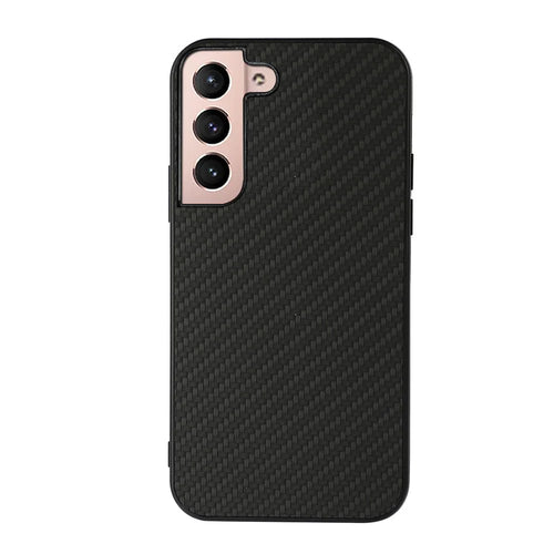 Carbon Fiber Texture Phone Case PU Leather Coated PC + TPU Hybrid Cover for Samsung Galaxy S22+ 5G - Black - 1