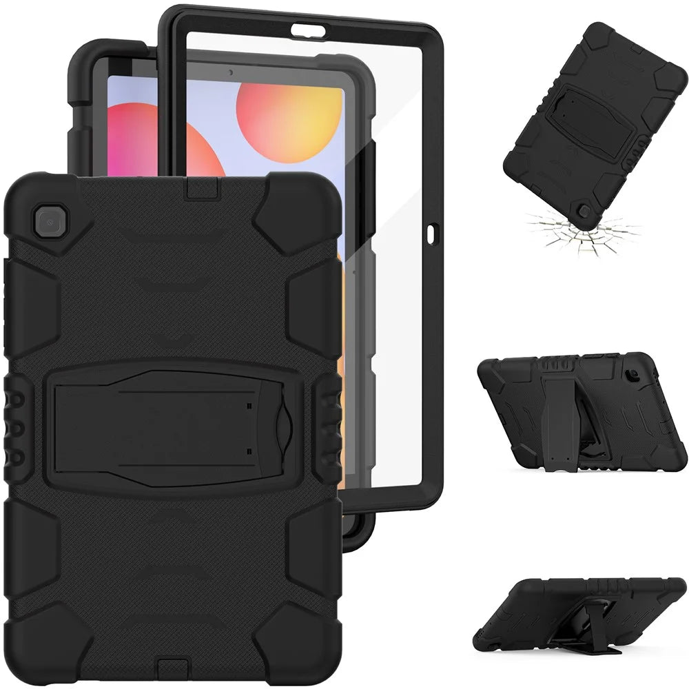 PC + Silicone Tablet Case Cover for Samsung Galaxy Tab S6 Lite (2024) P620 / S6 Lite (2022) / S6 Lite (2020) P610 / P615 - Black / Black - 7