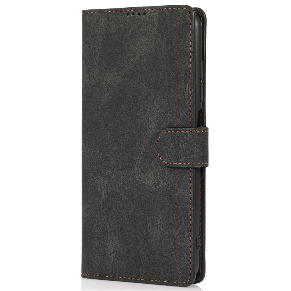 PU Leather + TPU Phone Case Wallet Stand Cover with Strap for Samsung Galaxy A03s (166.5mm) - Black - 2
