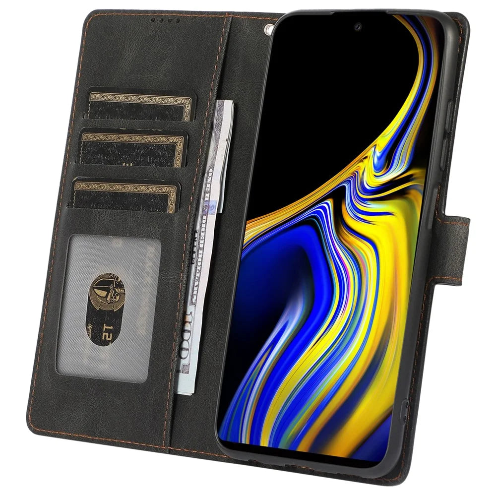 PU Leather + TPU Phone Case Wallet Stand Cover with Strap for Samsung Galaxy A03s (166.5mm) - Black - 6