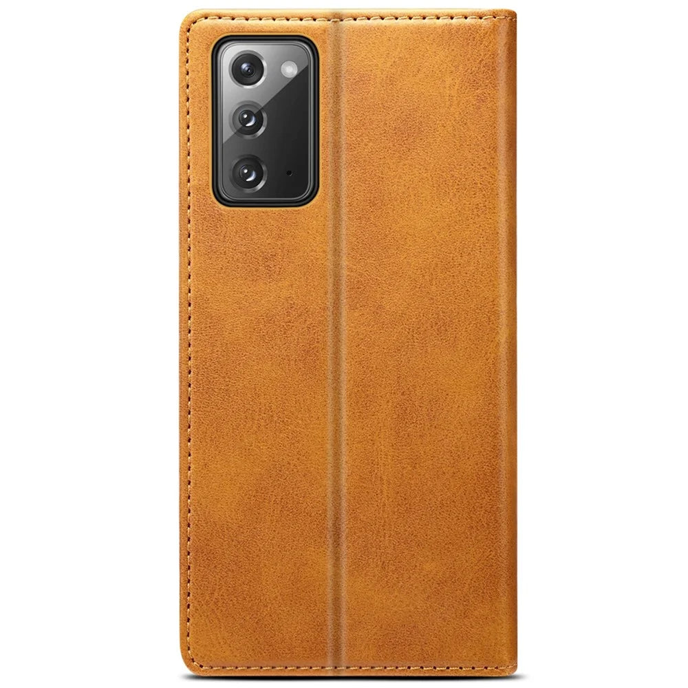 SUTENI Stand Wallet Design Magnetic Auto Closing PU Leather Phone Case Cover for Samsung Galaxy Note20 4G/5G - Khaki - 2