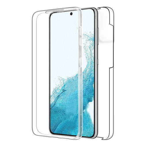 Scratch-resistant Phone Shell Clear 2-in-1 Hard PC Back+PET Front Cover+TPU Edge Hybrid Phone Case for Samsung Galaxy S22 5G - 1