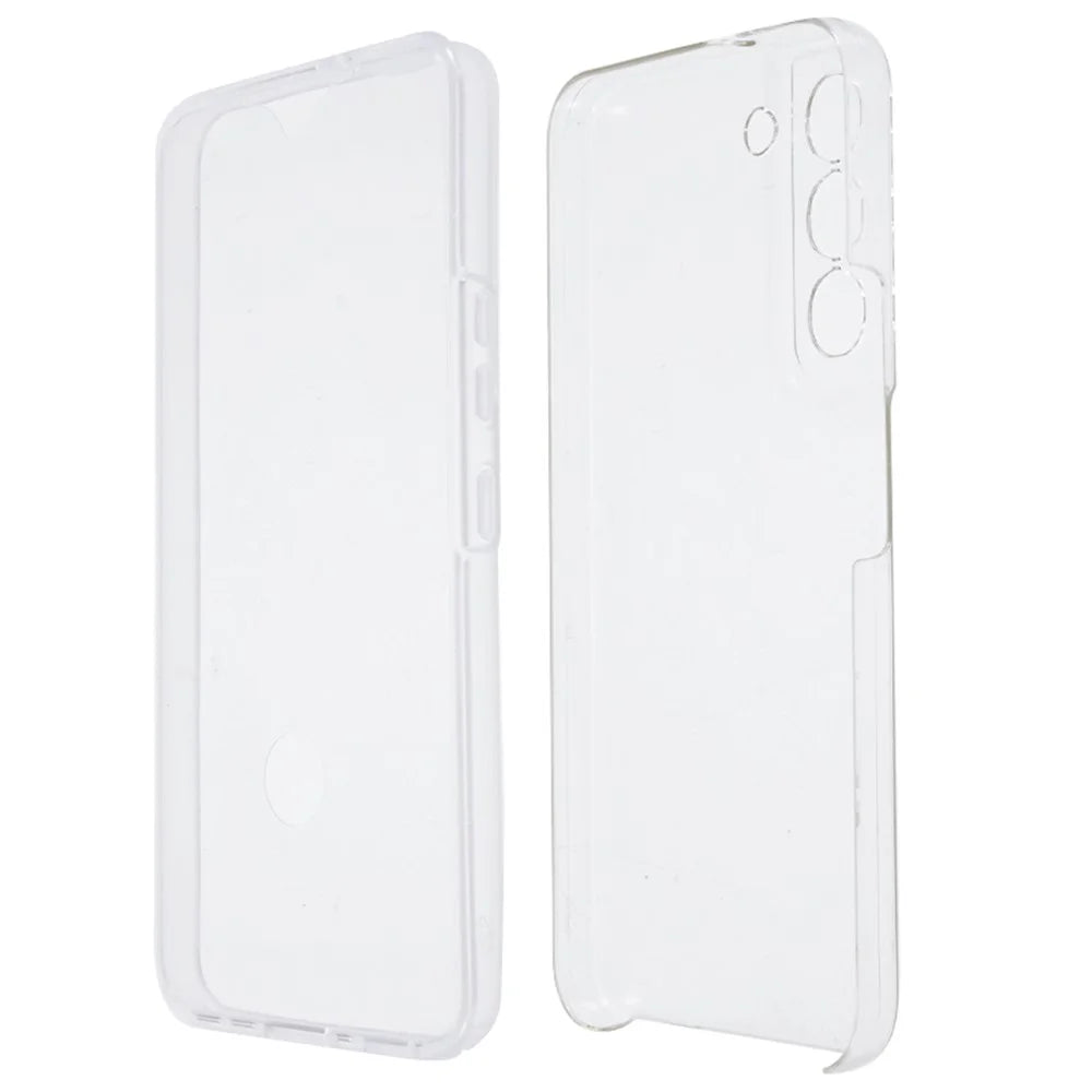 Scratch-resistant Phone Shell Clear 2-in-1 Hard PC Back+PET Front Cover+TPU Edge Hybrid Phone Case for Samsung Galaxy S22 5G - 2
