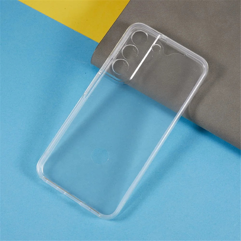 Scratch-resistant Phone Shell Clear 2-in-1 Hard PC Back+PET Front Cover+TPU Edge Hybrid Phone Case for Samsung Galaxy S22 5G - 7