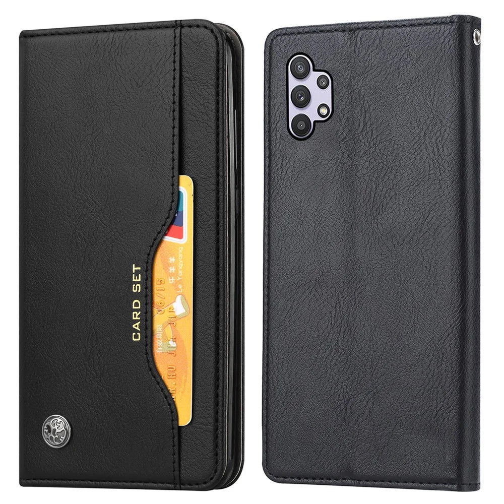 For Samsung Galaxy A53 5G Practical Wallet Stand Design Auto-absorbed Leather Protective Phone Cover - Black - 1