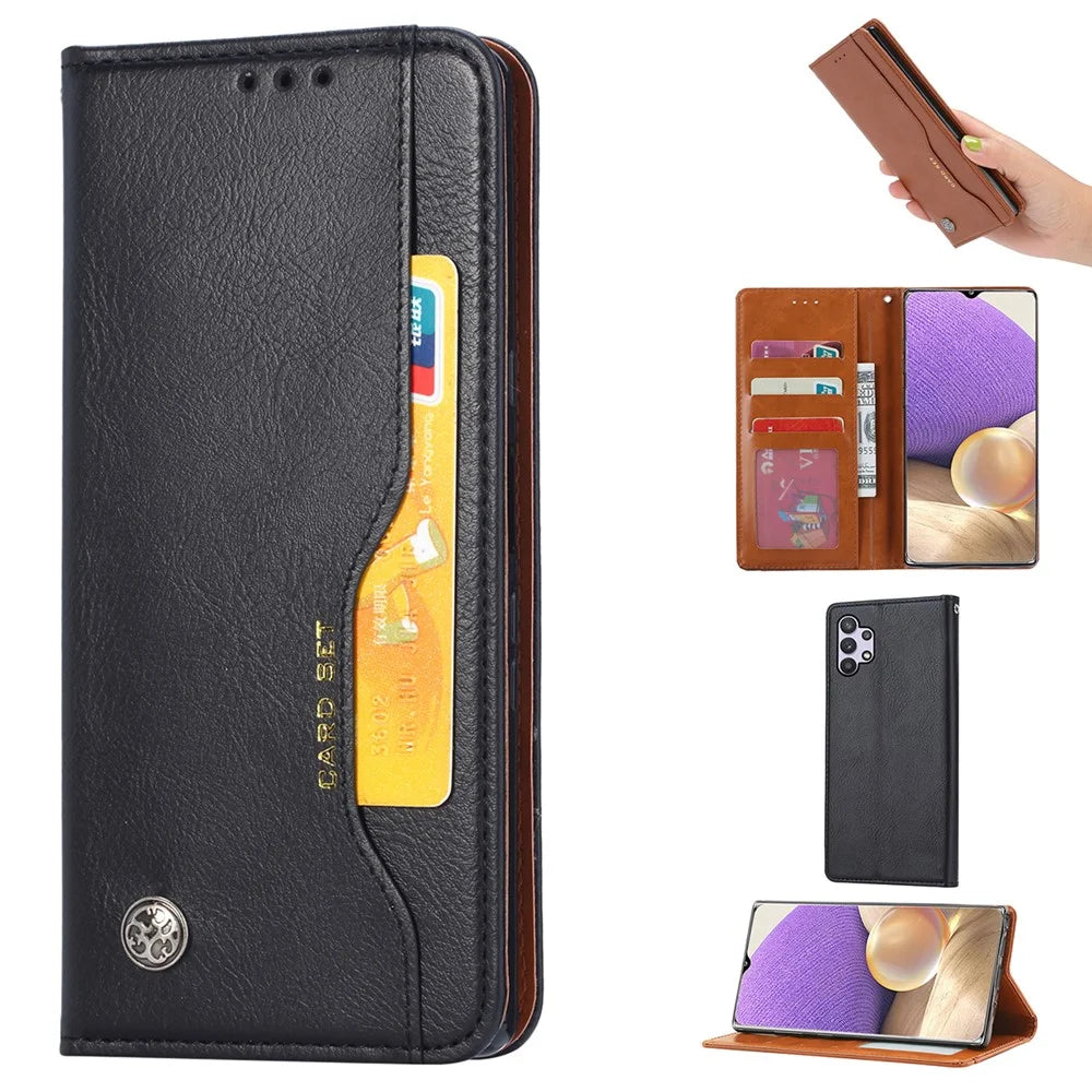 For Samsung Galaxy A53 5G Practical Wallet Stand Design Auto-absorbed Leather Protective Phone Cover - Black - 6