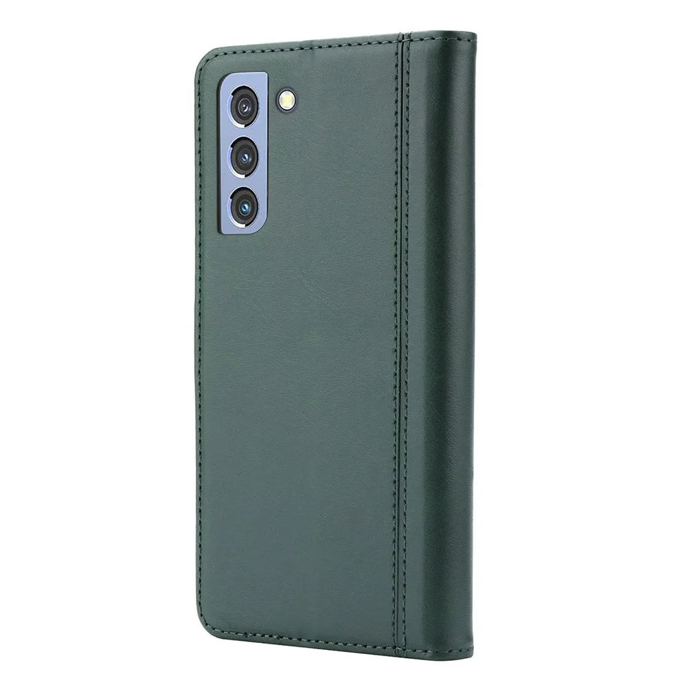 Flip Card Holder Business Style Wallet Stand Leather Phone Case Mobile Phone Covering for Samsung Galaxy S22 5G - Green - 3