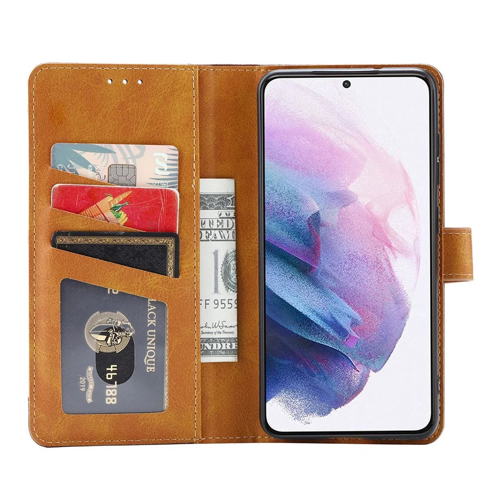 Flip Card Holder Business Style Wallet Stand Leather Phone Case Mobile Phone Covering for Samsung Galaxy S22 5G - Green - 5