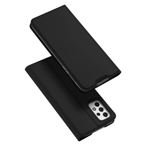 DUX DUCIS Skin Pro Series for Samsung Galaxy A53 5G Folio Flip Shockproof PU Leather Case Drop-proof Stand Design Phone Cover with Card Holder - Black - 1