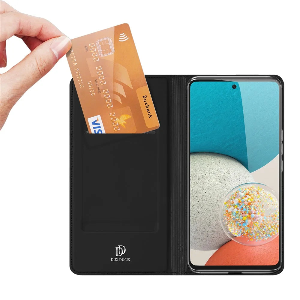 DUX DUCIS Skin Pro Series for Samsung Galaxy A53 5G Folio Flip Shockproof PU Leather Case Drop-proof Stand Design Phone Cover with Card Holder - Black - 3