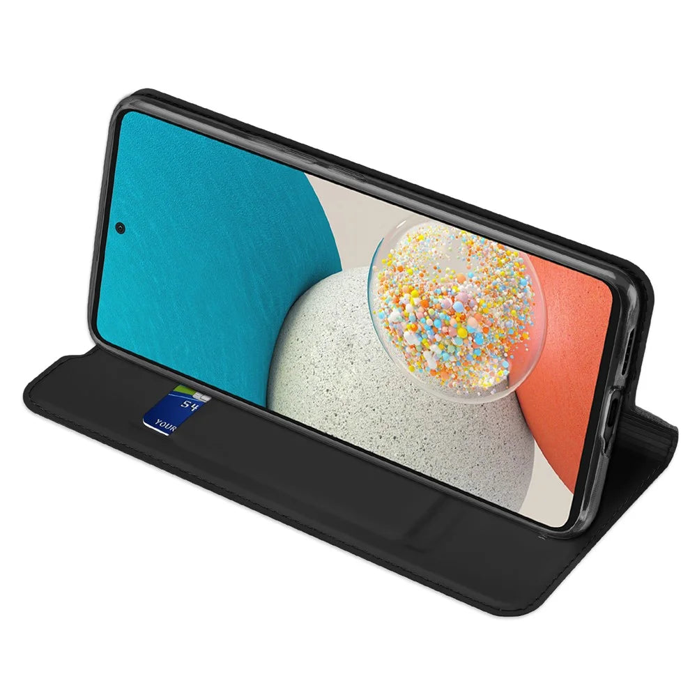 DUX DUCIS Skin Pro Series for Samsung Galaxy A53 5G Folio Flip Shockproof PU Leather Case Drop-proof Stand Design Phone Cover with Card Holder - Black - 4
