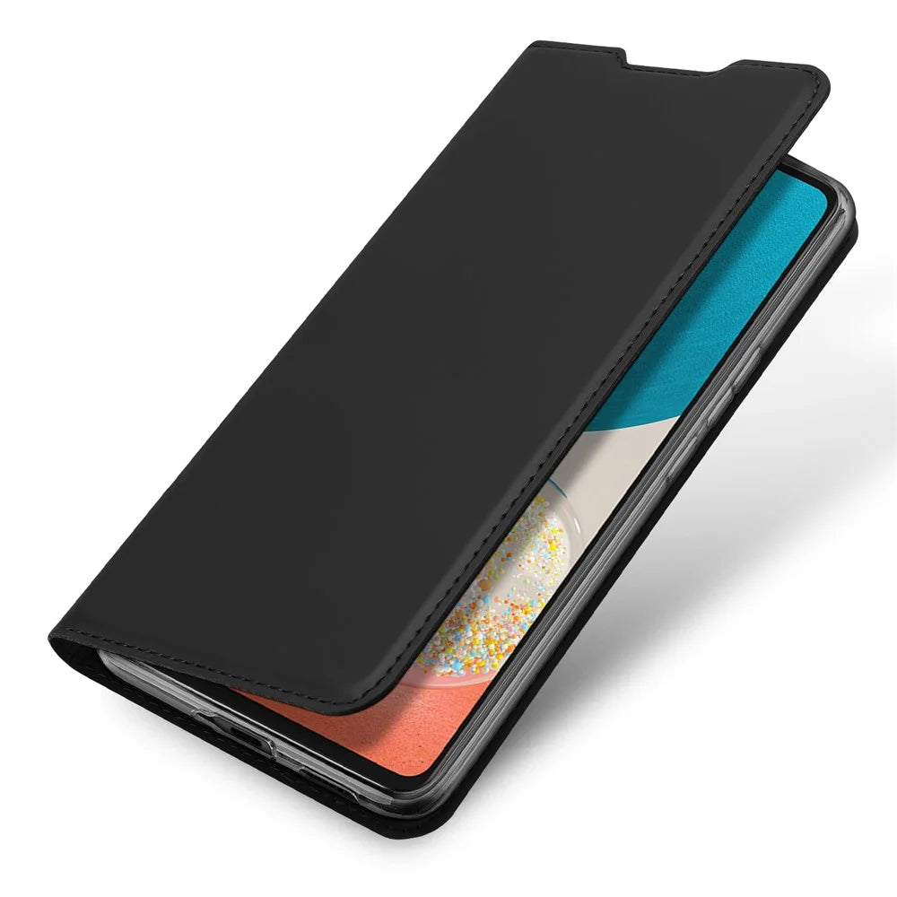 DUX DUCIS Skin Pro Series for Samsung Galaxy A53 5G Folio Flip Shockproof PU Leather Case Drop-proof Stand Design Phone Cover with Card Holder - Black - 5