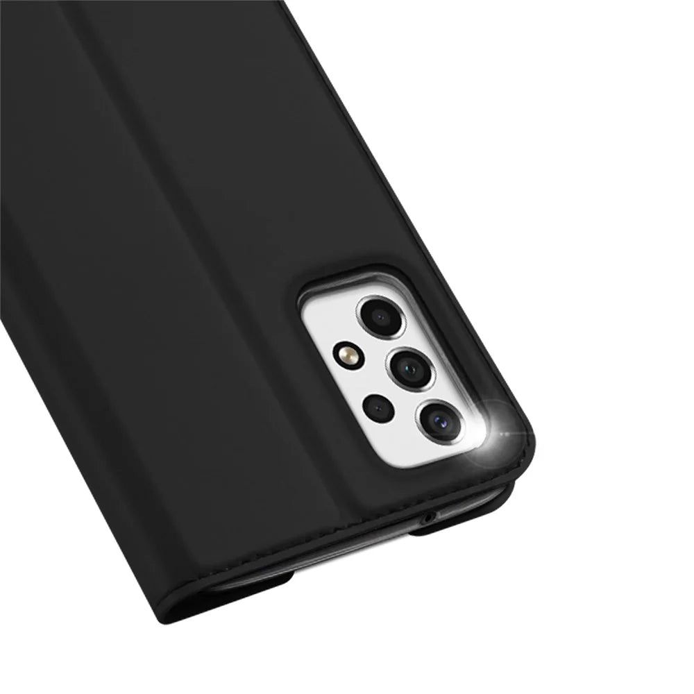 DUX DUCIS Skin Pro Series for Samsung Galaxy A53 5G Folio Flip Shockproof PU Leather Case Drop-proof Stand Design Phone Cover with Card Holder - Black - 6