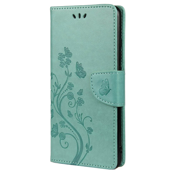 For Samsung Galaxy A53 5G Butterfly Flower Imprinted Leather Stand Wallet Cover Phone Case - Green - 2