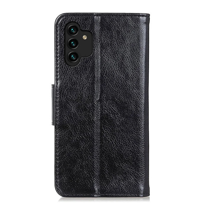 For Samsung Galaxy A13 4G Anti-scratch Nappa Texture Drop-proof Split Leather Cover + TPU Phone Stand Case Wallet Cover - Black - 3