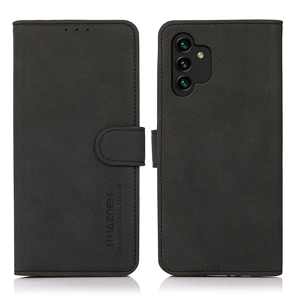 KHAZNEH for Samsung Galaxy A13 4G Full Body Protection Wallet Phone Case PU Leather + TPU Phone Case Wallet Shell with Foldable Stand - Black - 1