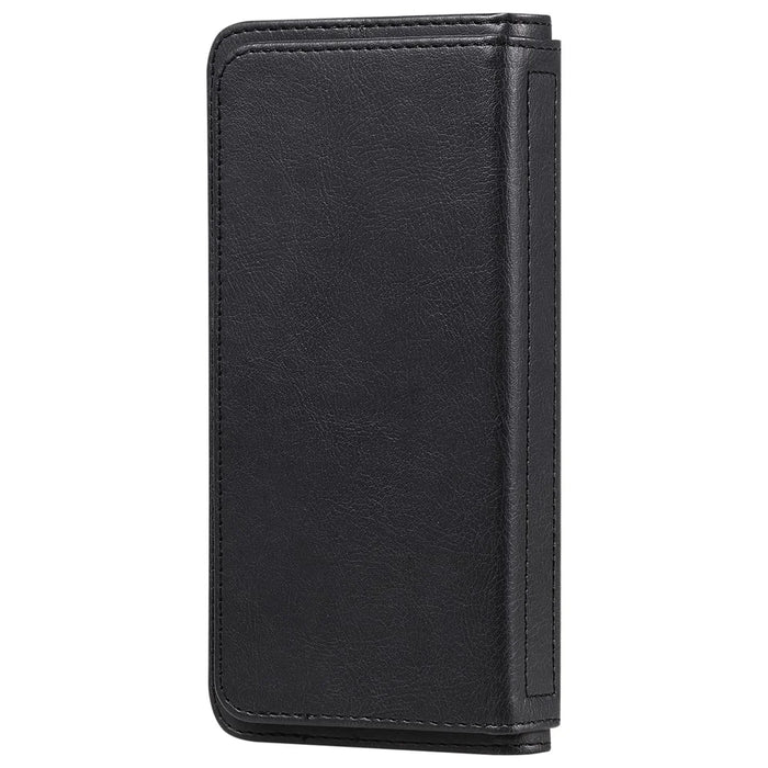 For Samsung Galaxy S22 5G Leather Case with 10 Card Holder Phone Cover Stand - Black - 7