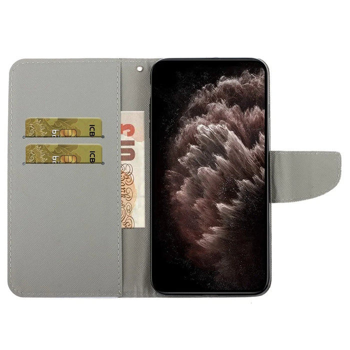 Cross Texture PU Leather Wallet Case Pattern Printing Stand Magnetic Flip Cover with Strap for Samsung Galaxy A33 5G - Three Cats - 5