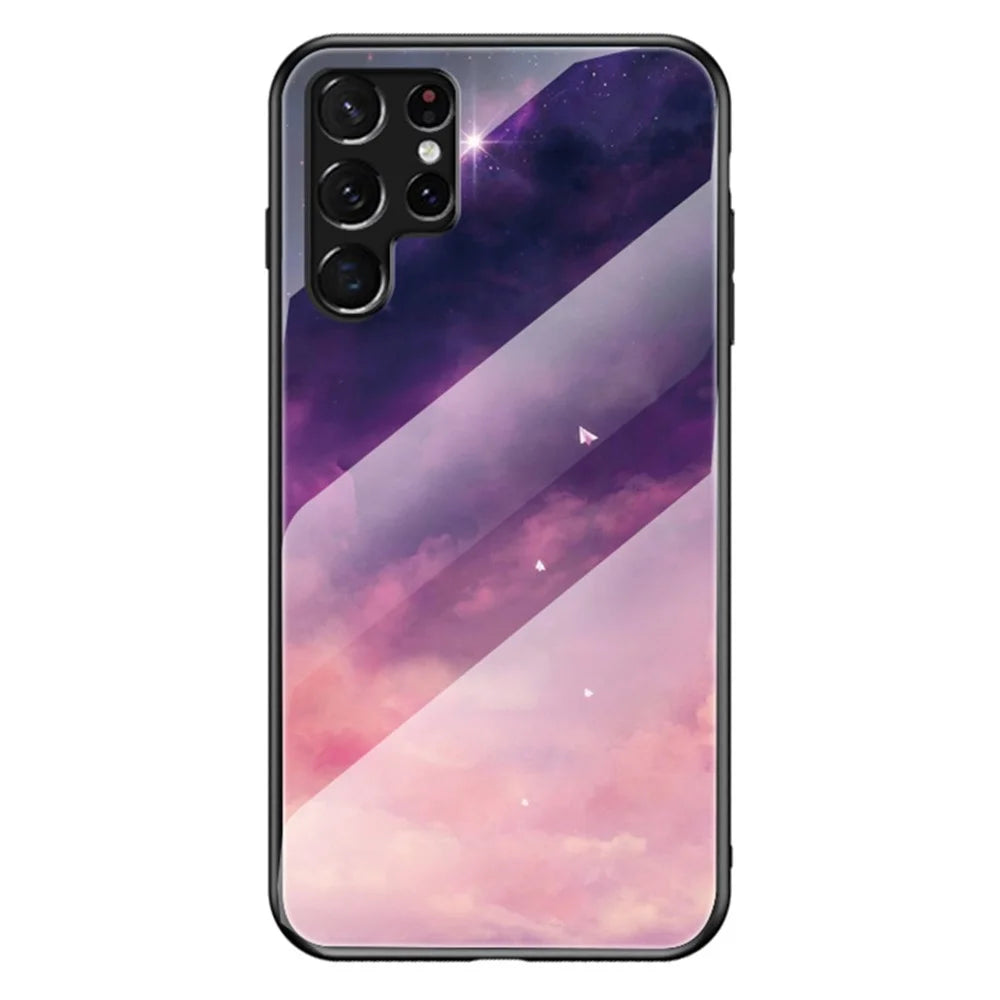 Starry Sky Pattern Tempered Glass + TPU + PC Anti-drop Hybrid Phone Case for Samsung Galaxy S22 Ultra 5G - Dream Starry Sky - 1