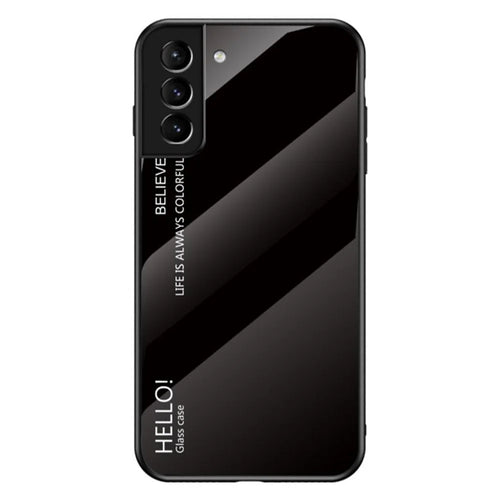Gradient Color Tempered Glass Shockproof Hybrid Cover Phone Case for Samsung Galaxy S22 5G - Black - 1