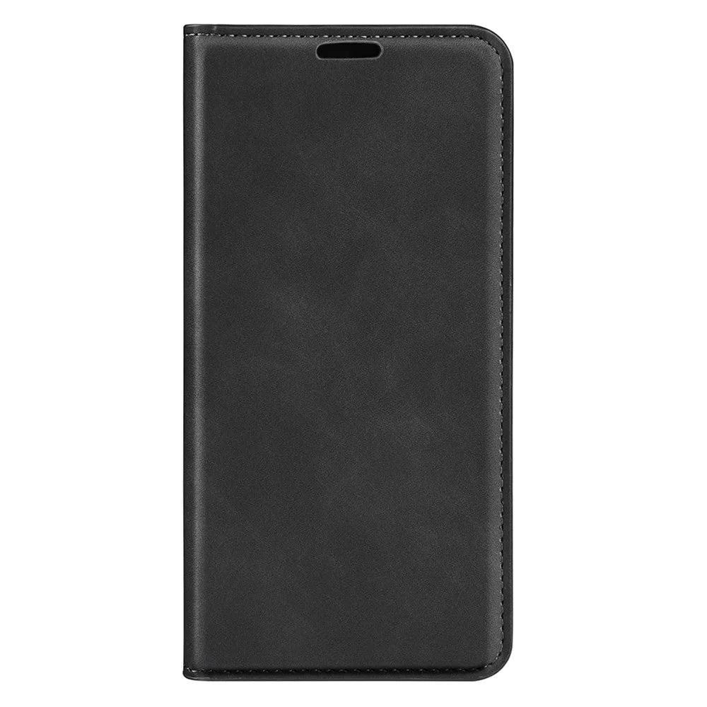 For Samsung Galaxy A13 4G Skin-touch PU Leather Wallet Case Foldable Stand Auto Closing Magnetic Flip Phone Cover - Black - 2