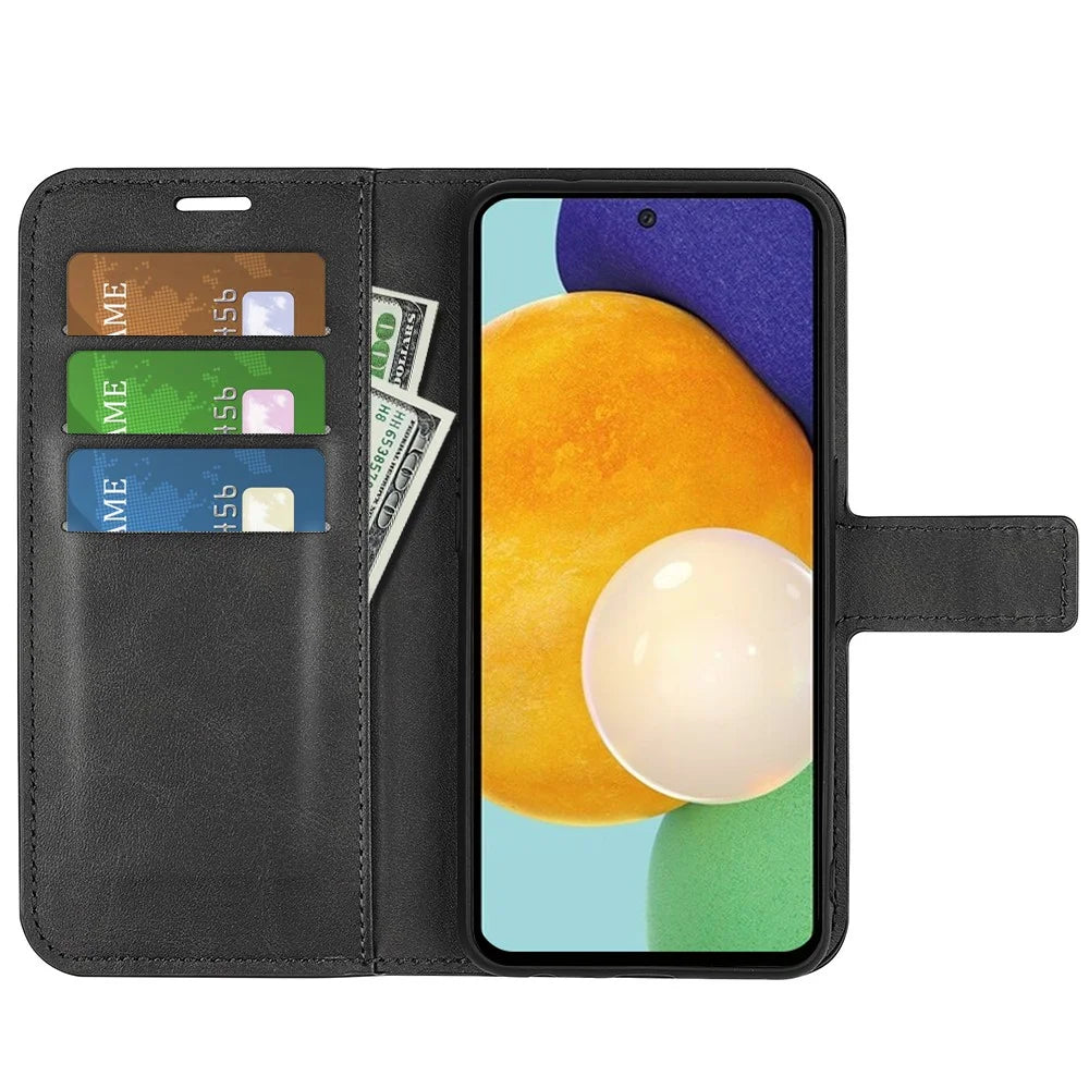 For Samsung Galaxy A13 4G Wallet Foldable Stand Design Scratch-resistant Leather Case Phone Cover - Black - 4