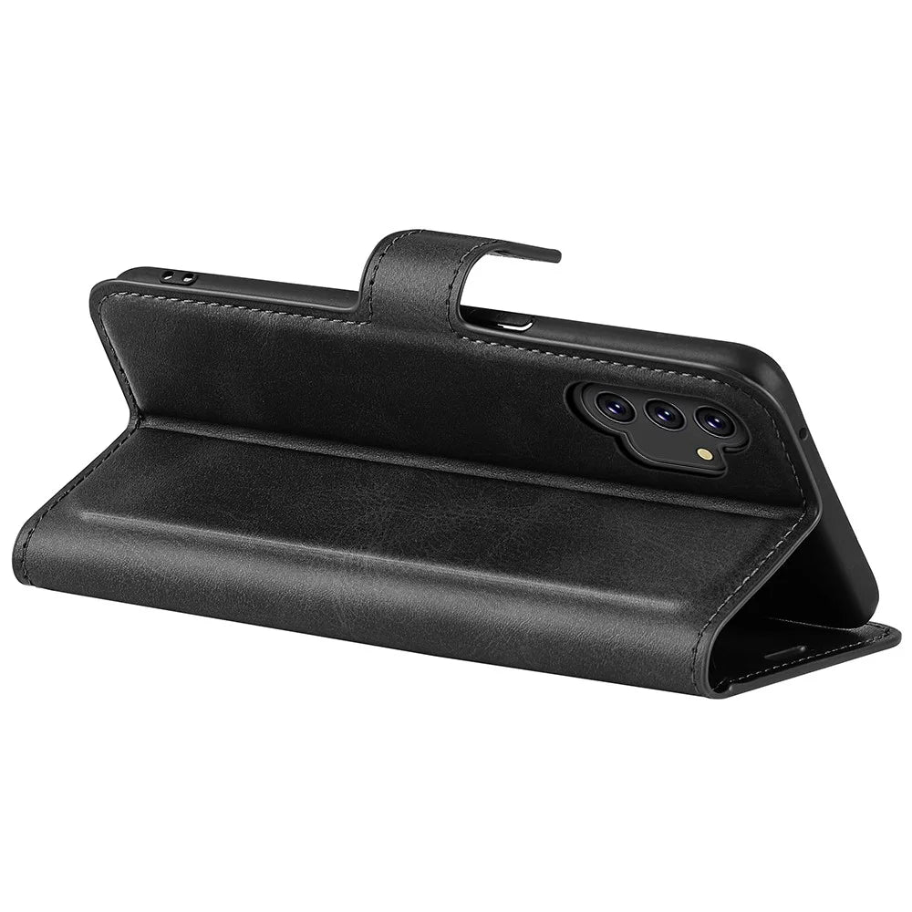 For Samsung Galaxy A13 4G Wallet Foldable Stand Design Scratch-resistant Leather Case Phone Cover - Black - 6