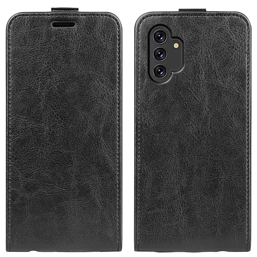 For Samsung Galaxy A13 4G Crazy Horse Texture Vertical Flip Leather Cover Card Slot Phone Shell Protector - Black - 1
