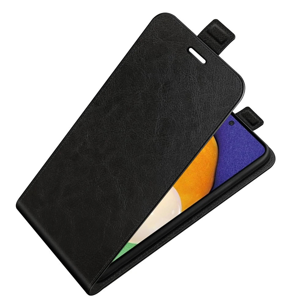 For Samsung Galaxy A13 4G Crazy Horse Texture Vertical Flip Leather Cover Card Slot Phone Shell Protector - Black - 5