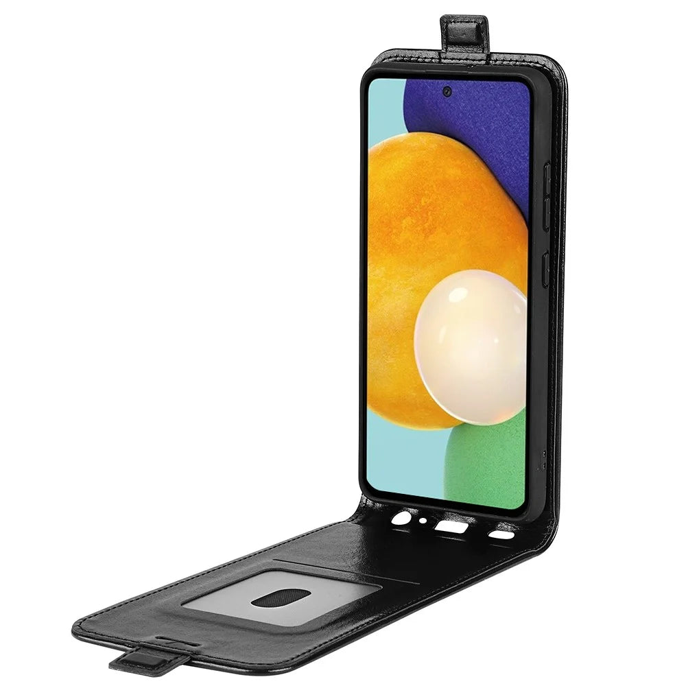 For Samsung Galaxy A13 4G Crazy Horse Texture Vertical Flip Leather Cover Card Slot Phone Shell Protector - Black - 7