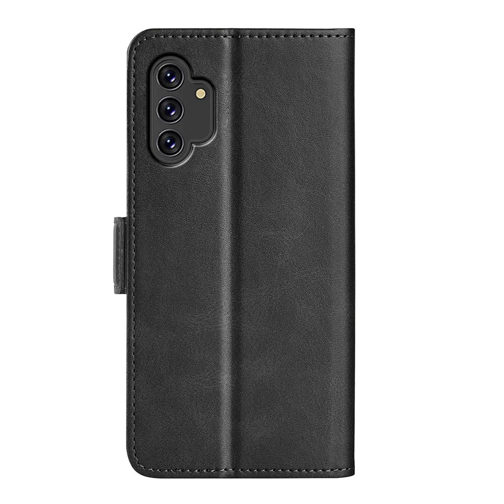 For Samsung Galaxy A13 4G Stand Wallet Design PU Leather Magnetic Double Clasps Case Phone Cover - Black - 3