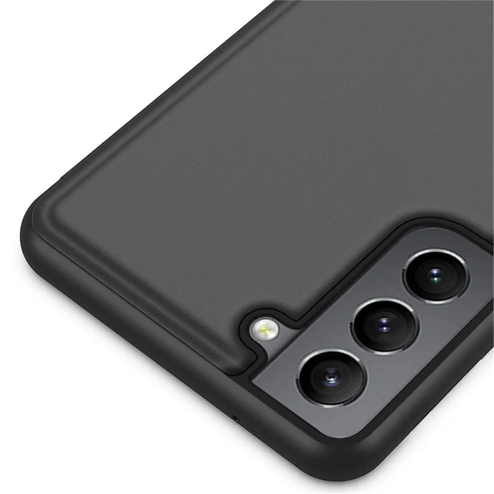 For Samsung Galaxy S22 5G Flip Leather Cover with Stand Full Body Protective Phone Case - Black - 4