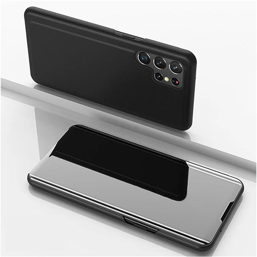 For Samsung Galaxy S22 Ultra 5G Flip Leather Cover with Stand Full Body Protective Phone Case - Black - 1