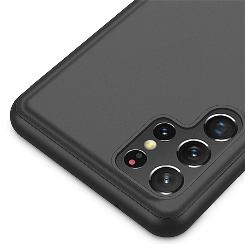 For Samsung Galaxy S22 Ultra 5G Flip Leather Cover with Stand Full Body Protective Phone Case - Black - 4