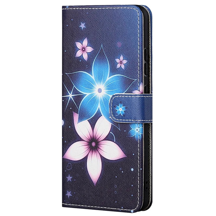 For Samsung Galaxy A13 4G 3D Pattern Printing PU Leather + TPU Phone Case Cross Texture Stand Wallet Protective Cover with Strap - Flower - 2