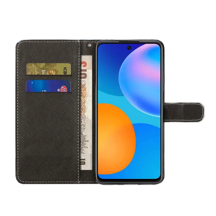 For Samsung Galaxy A13 4G 3D Pattern Printing PU Leather + TPU Phone Case Cross Texture Stand Wallet Protective Cover with Strap - Flower - 4